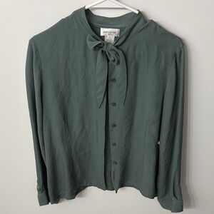 Jones New York Forest Green Blouse with Bow